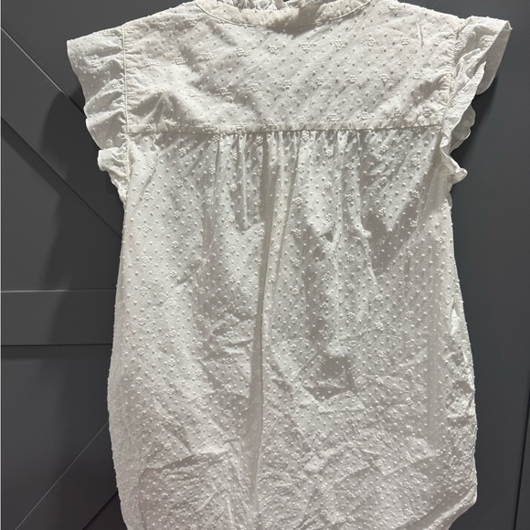 LOFT White Ruffle Sleeve Top - Picture 6 of 10